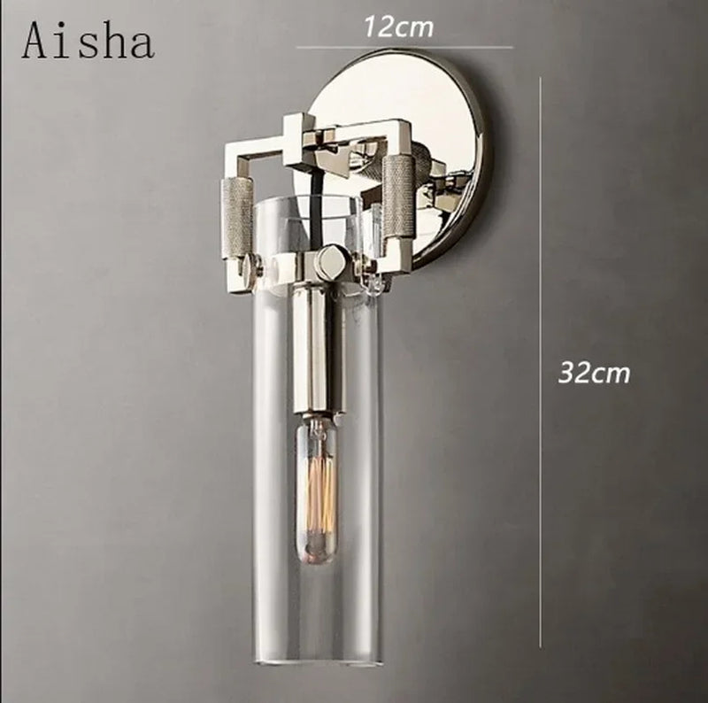 Afralia™ Industrial Glass Wall Lamp Retro Sconce for Bedroom Study Loft Dining Room