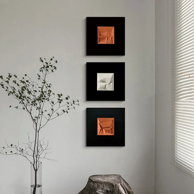 Afralia™ Abstract Geometric Wall Decoration Square Mural Room Accessories