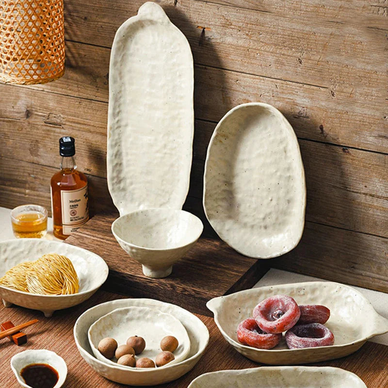 Afralia™ Retro Ceramic Dinnerware Set - Handmade Dish, Bowl, and Plate Combination