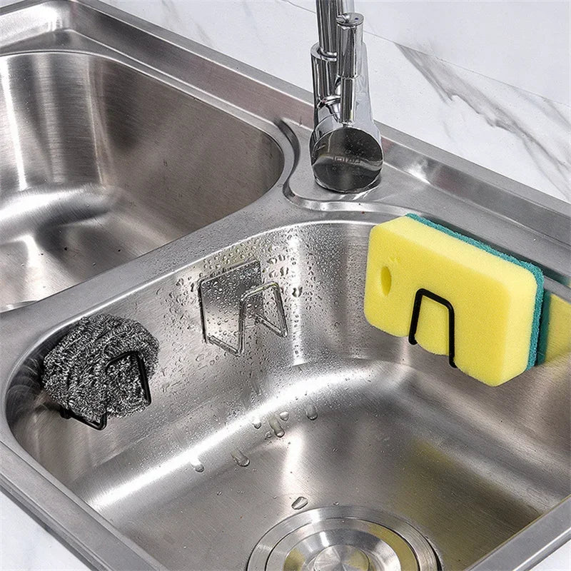 Afralia™ Stainless Steel Sink Sponge Holder Drying Rack - Kitchen & Bathroom Storage
