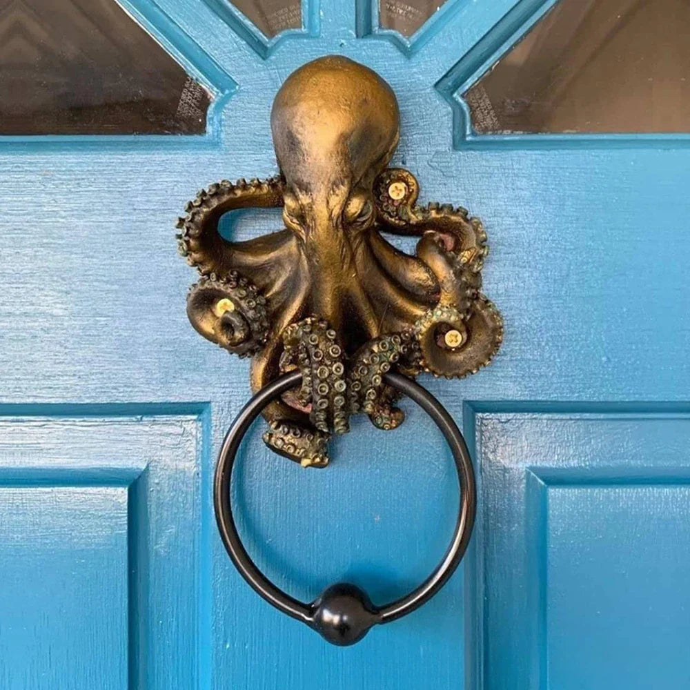 Afralia™ Octopus Knocker Hook Wall Decor Resin Sculpture, Realistic Home Decoration Accessories