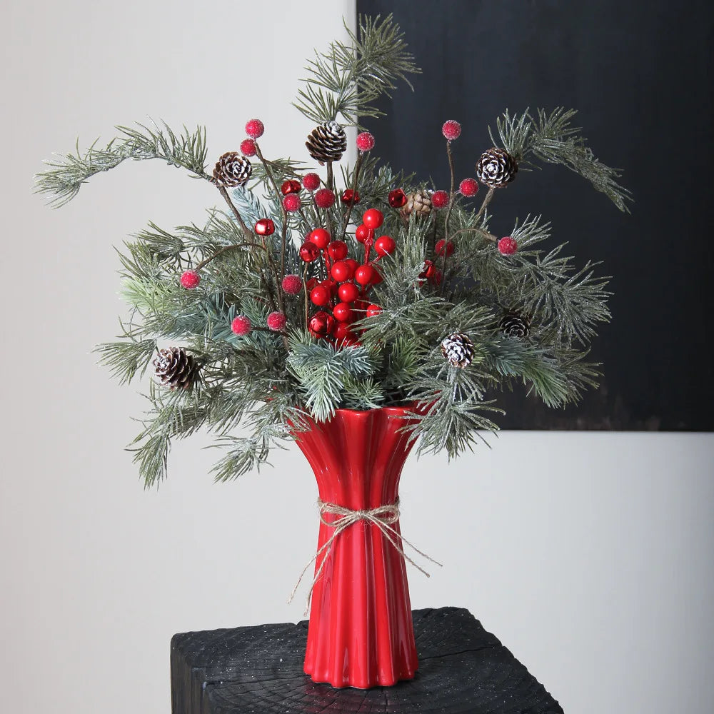 Afralia™ Geometric Fold Pattern Ceramic Vase Red Floral Arrangement Terrarium Home Decor