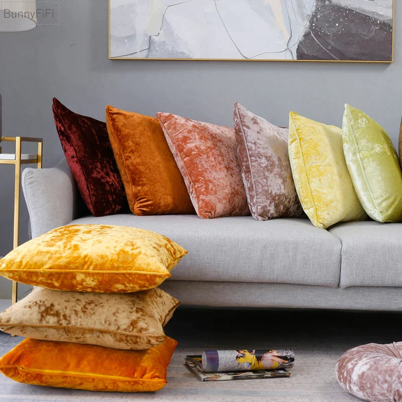 Afralia™ Plush Solid Cushion Cover Fringed Home Decor 50x50cm Sofa Bed