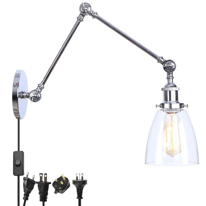 Afralia™ Vintage LED Wall Light Industrial Clear Glass Home Decor Balcony Kitchen Bedside Lamp