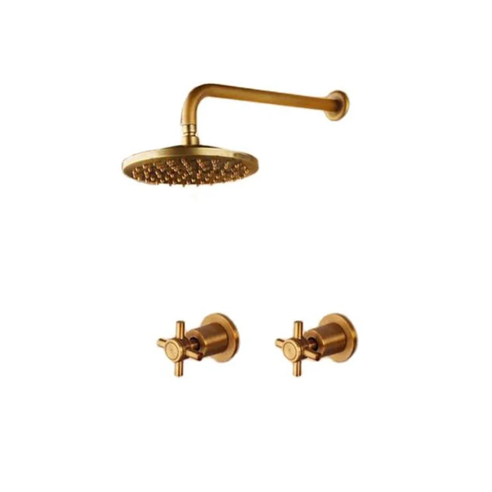 Afralia™ Matte Black & Antique Brass Rainfall Tub Mixer Faucet with Golden Round Shower Head