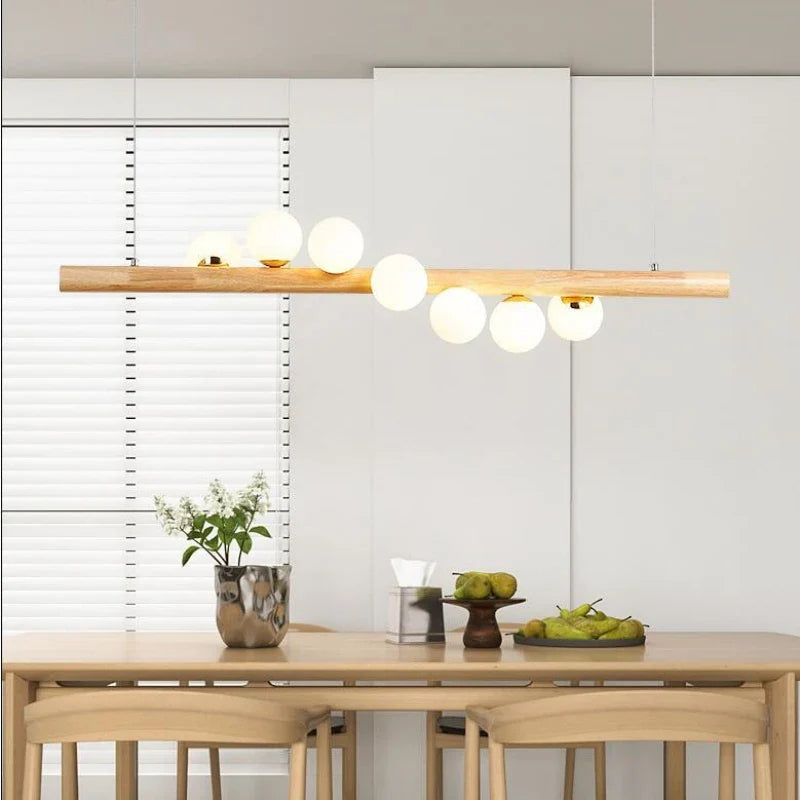 Afralia™ Milk White Glass Balls Pendant Chandelier for Dining Table Kitchen Island LED Lighting