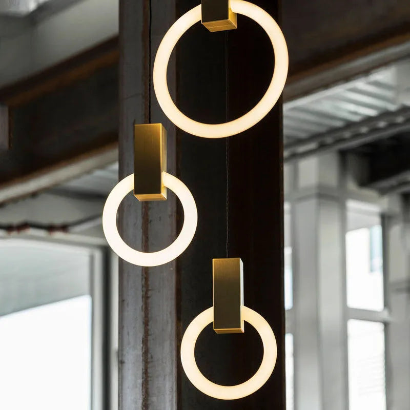 Afralia™ Modern Nordic Bedroom Circle Ring Chandelier LED Pendant Lighting