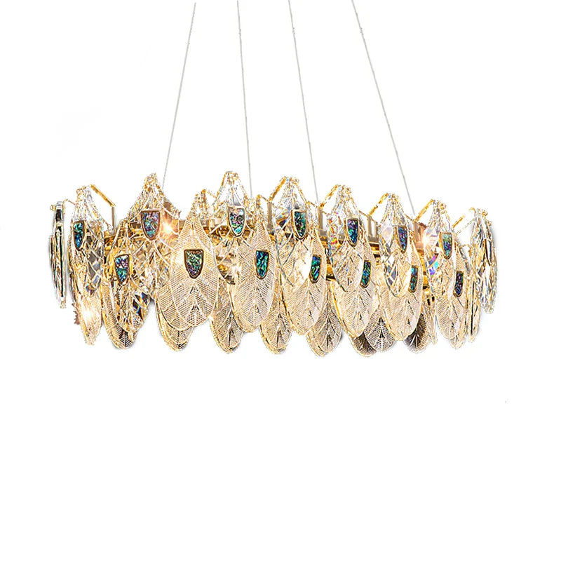 Afralia™ Peacock Crystal Glass LED Chandelier for Dinning Room