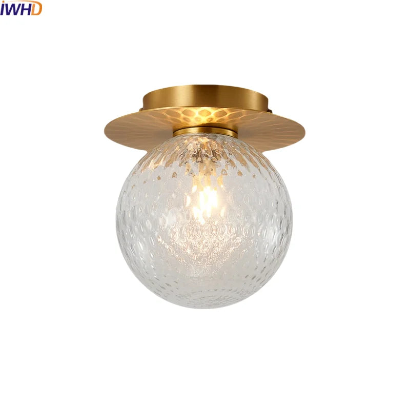 Afralia™ Iron Glass LED Ceiling Lamp Ball Shape Modern Living Room Light Fixtures