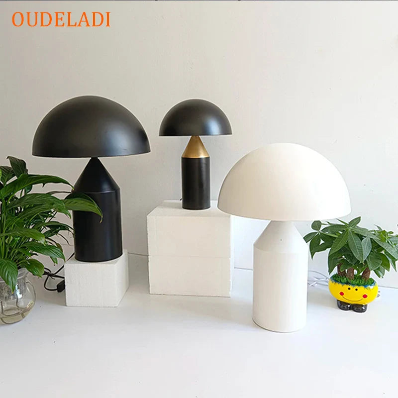Afralia™ Black Iron Mushroom Table Lamp, Nordic Design, Gold Accent, Living Room Bedroom Light