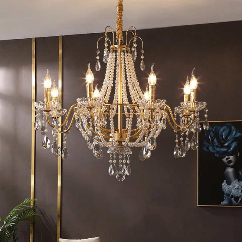 Afralia™ Luxury Crystal Pendant Chandelier for Living Room - Ceiling Light Elegant Suspension Lamp