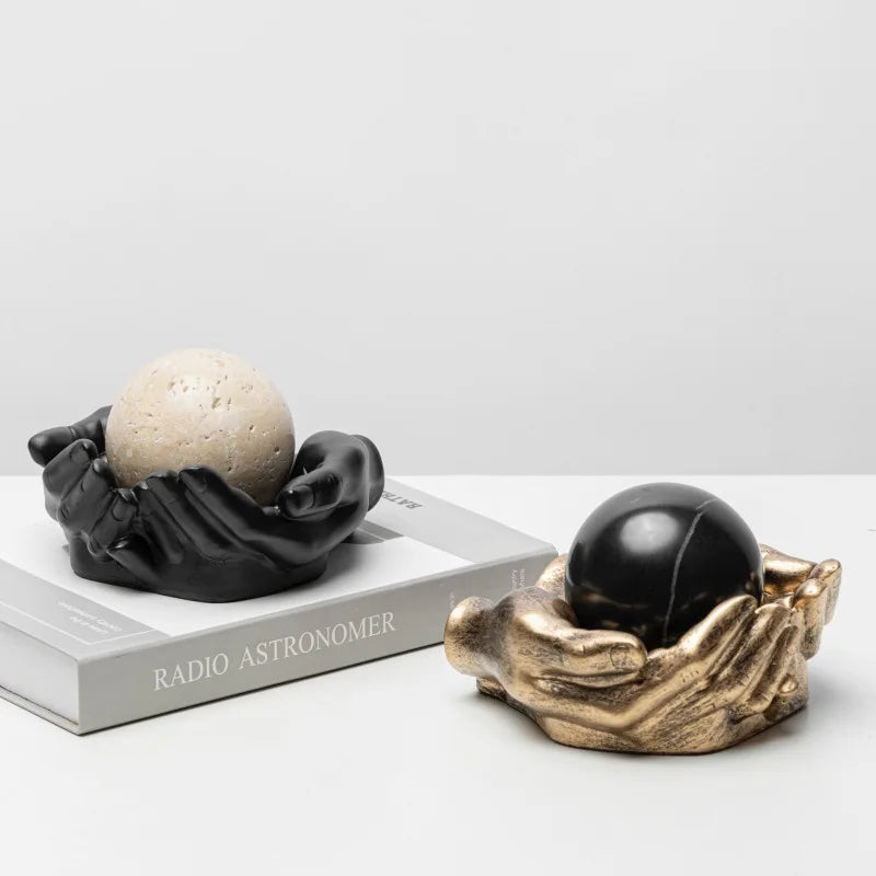 Afralia™ Resin Human Figure Sculpture Palm Tray Fruit Plate Home Decoration