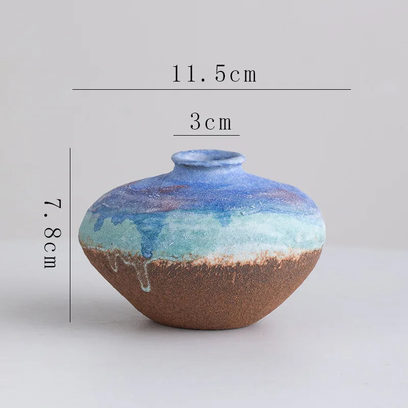 Afralia™ Starry Sky Gradient Ceramic Vase Desktop Ornament & Flower Arrangement Accessory