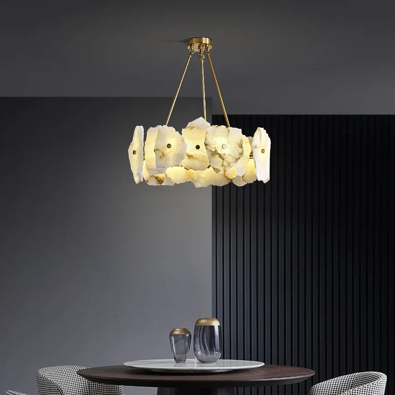 Afralia™ Marble LED Chandeliers: Art Deco Unique Hanging Lamp for Foyer, Dining Room.