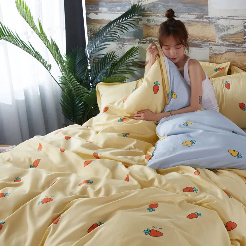 Afralia™ Cartoon Printed Bedding Set: Bed Sheet, Duvet Cover, Pillowcases