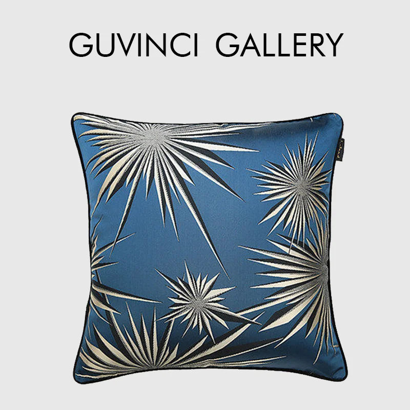 Afralia™ Palm Leaf Jacquard Cushion Cover 45x45cm, Royal Blue