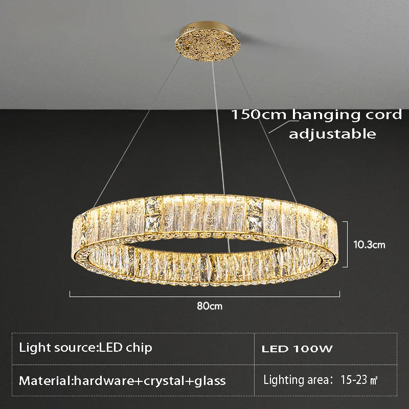 Afralia™ Crystal Glass Chandelier: Big Round Luxury LED Ceiling Hanging Lamps for Home Decor.
