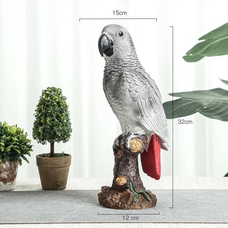 Afralia™ Vibrant Parrot Sculpture Home Decor Ornament Statuette