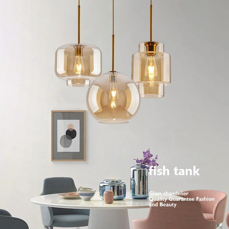 Afralia™ Nordic Amber Glass Pendant Light