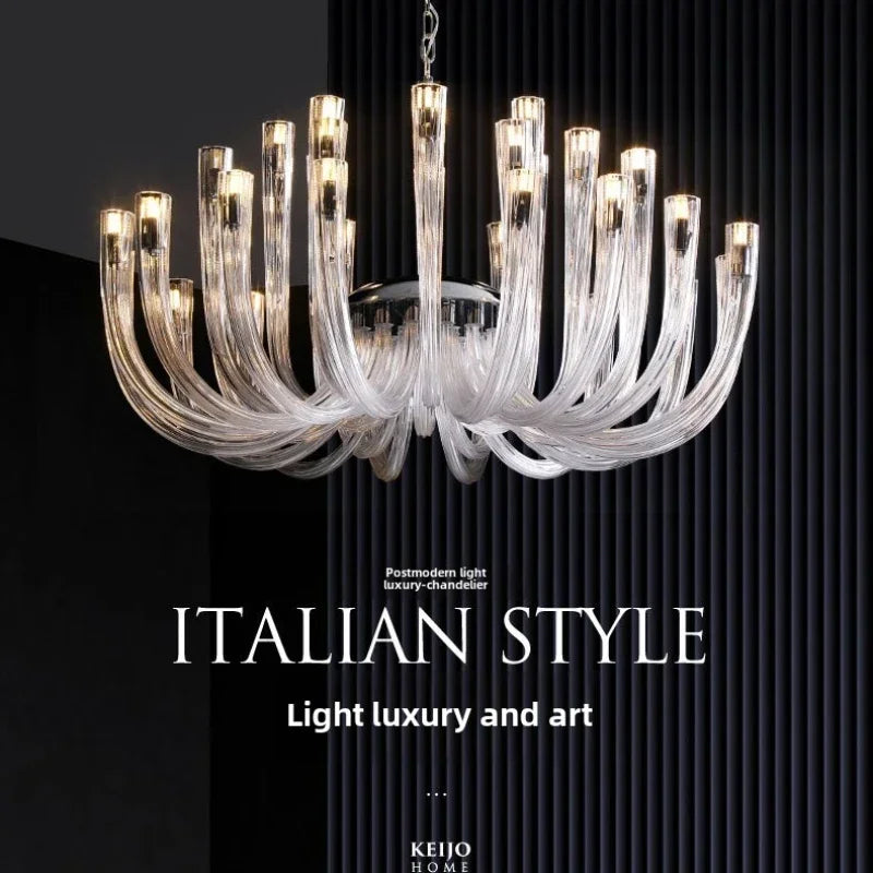 Afralia™ Luxury LED Glass Chandelier for Living Room - Designer Home Decor