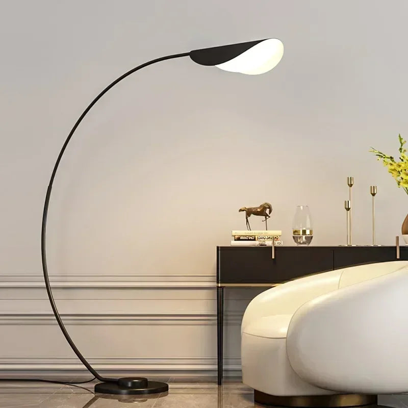 Afralia™ Parabola LED Floor Lamp - Black Standing Light for Living Room Bedroom Study