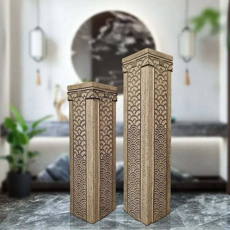 Afralia™ Chinese Antique Coin Stake Display Column for Garden and Living Room Décor