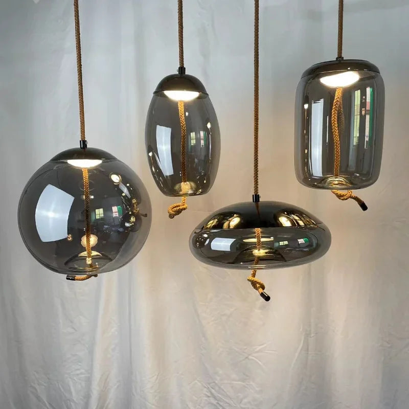Afralia™ Scandinavian Knot Glass Pendant Lights Luminaria - Nordic Style Bedside Hanging Lamp