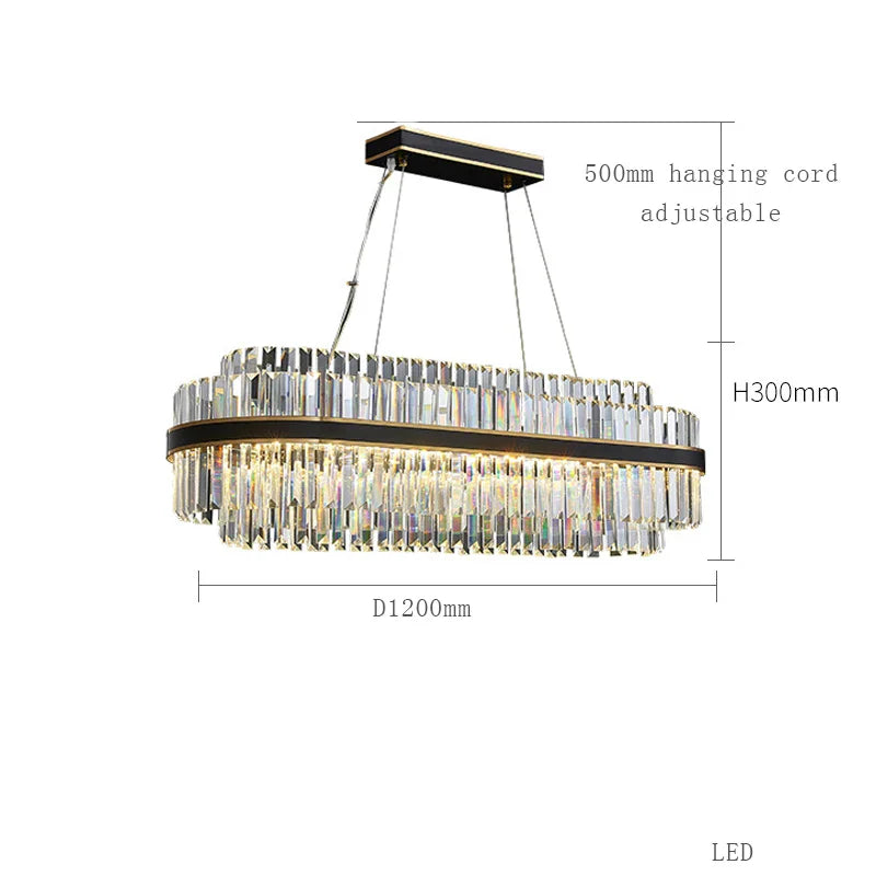 Afralia™ Black LED Crystal Chandelier for Dining Room Luxury Design
