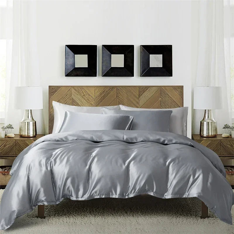 Satin King Size Duvet Cover Set by Afralia™ - Soft, Cozy, Skin-friendly Bedding for Queen Bed