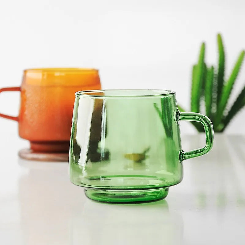 Afralia™ 350ml Glass Coffee Mug Tea Juice Cup Heat Resistant Durable High Borosilicate