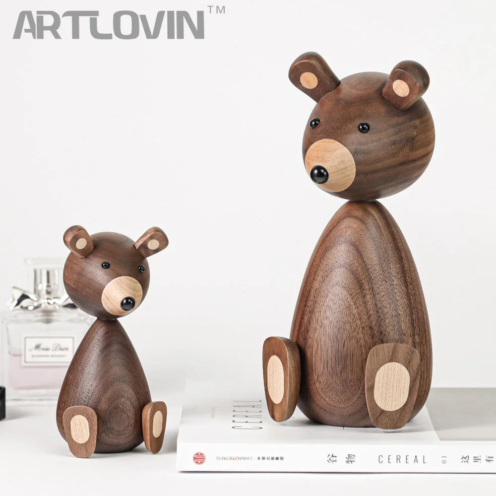 Afralia™ Wooden Bear & Squirrel Family Figurines - High Quality Nordic Design