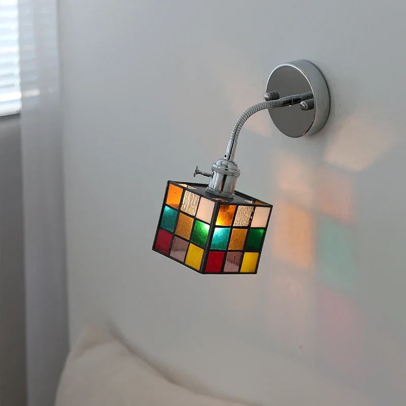 Afralia™ Modern Colorful Glass Wall Sconce with Pull Chain and Flexible Arm