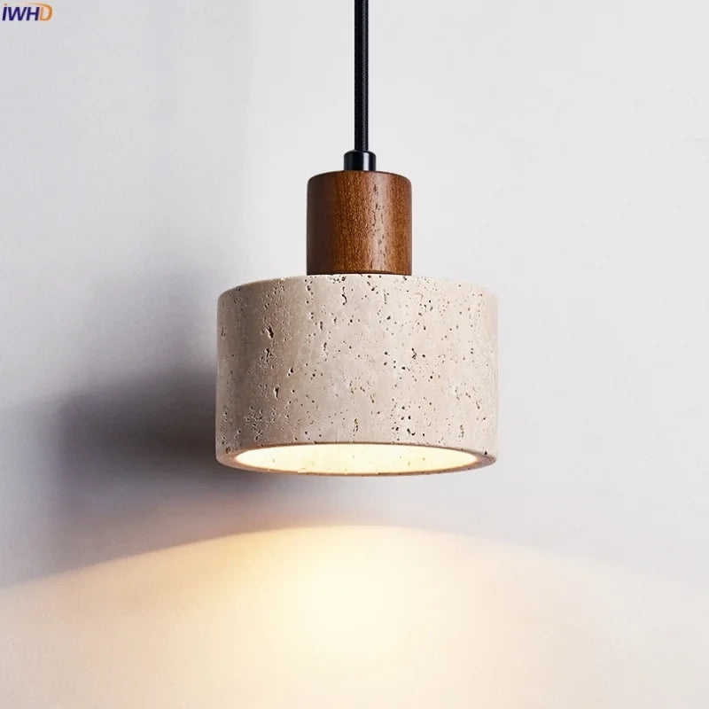 Afralia™ Yellow Travertine LED Pendant Lamp for Modern Living Room Decor