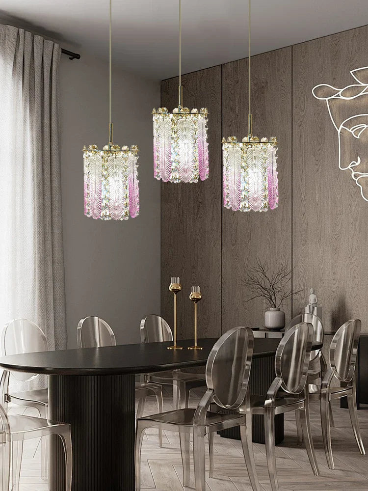 Afralia™ Gold Feather Crystal Tassel Chandelier & Ceiling Light Fixture