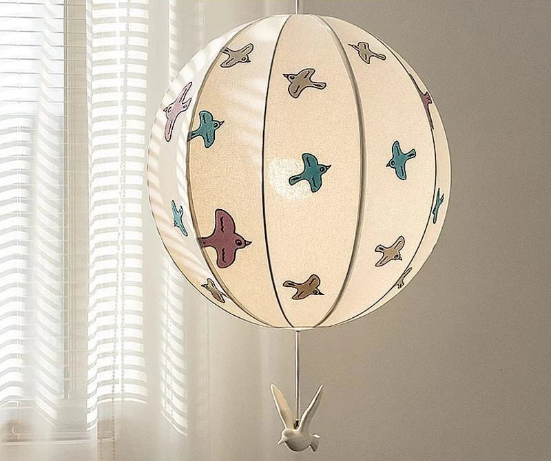 Afralia™ Chinese Medieval Dove Embroidery Fabric Pendant Light - Creative Hanging Line Light