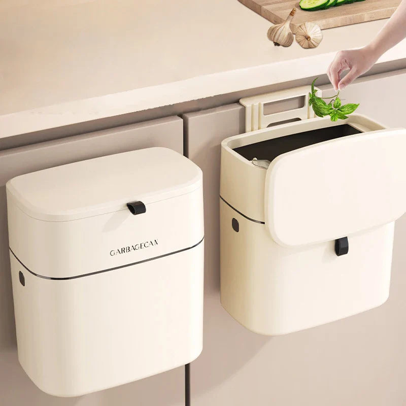 Afralia™ Wall-Mounted Kitchen Trash Can Large Capacity with Lid