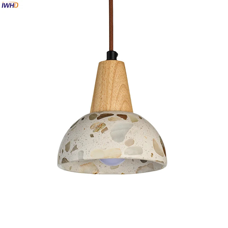 Afralia™ Terrazzo LED Pendant Lamps: Japanese Vintage Hanging Light for Living Room Decor