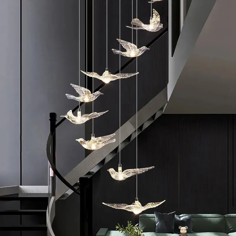 Afralia™ Bird Design LED Chandelier for Luxury Living Room and Restaurant