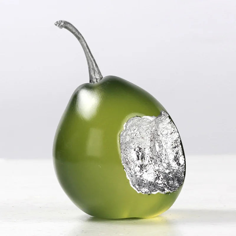 Afralia™ Silver Pear Resin Sculpture Handicraft - Abstract Fruit Decorative Figurine Craft
