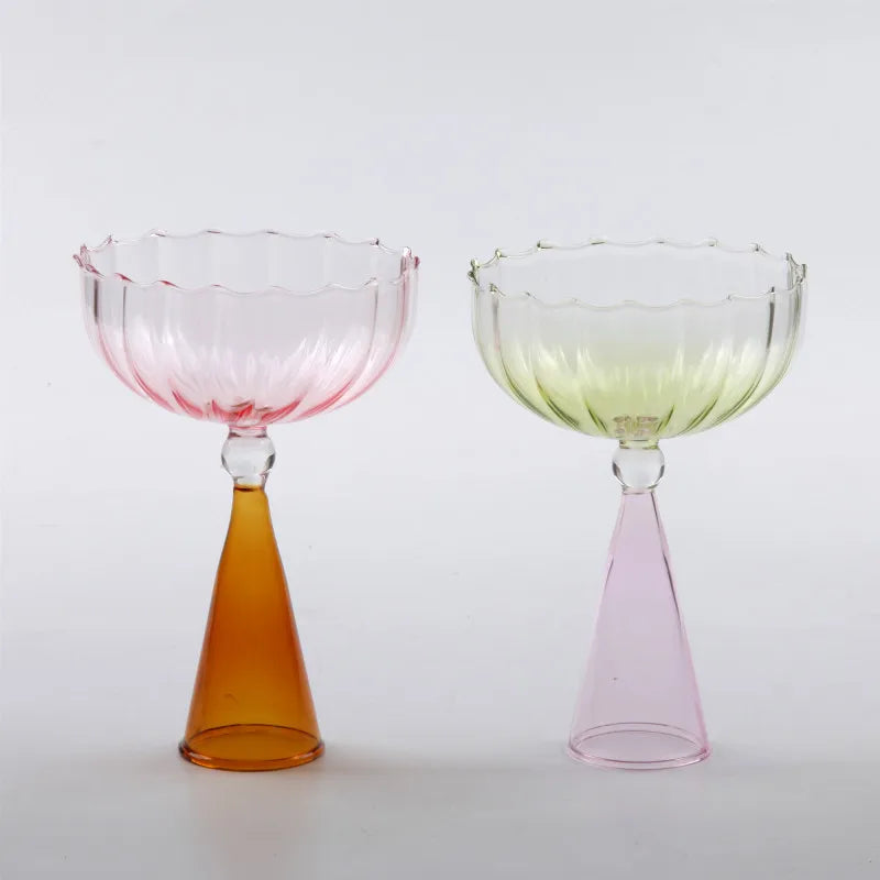 Afralia™ Ripple Two Tone Cocktail Glasses Goblet Cup - Set of 1