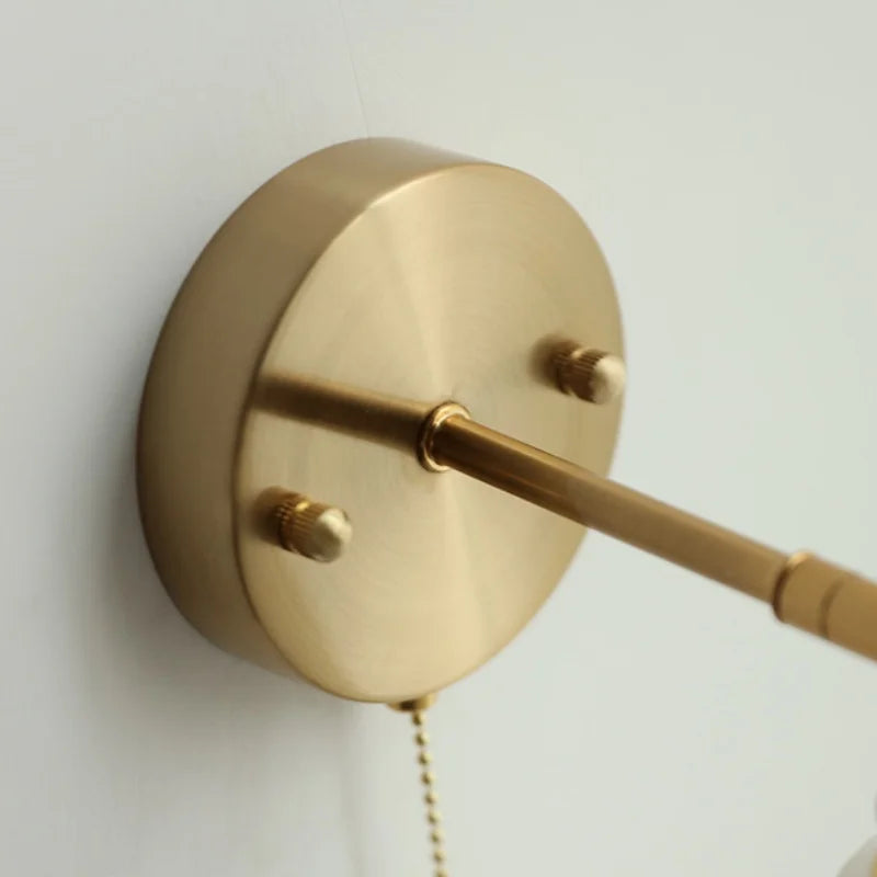 Afralia™ Blue Glass Wall Sconce Pull Chain Switch Modern Stair Light