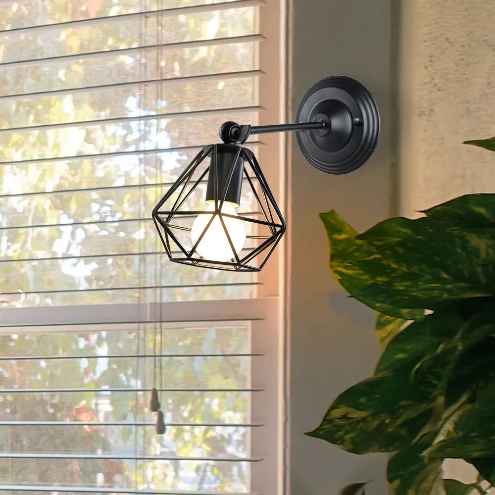 Afralia™ LED Iron Cage Wall Light for Home Bedroom Kitchen Decor