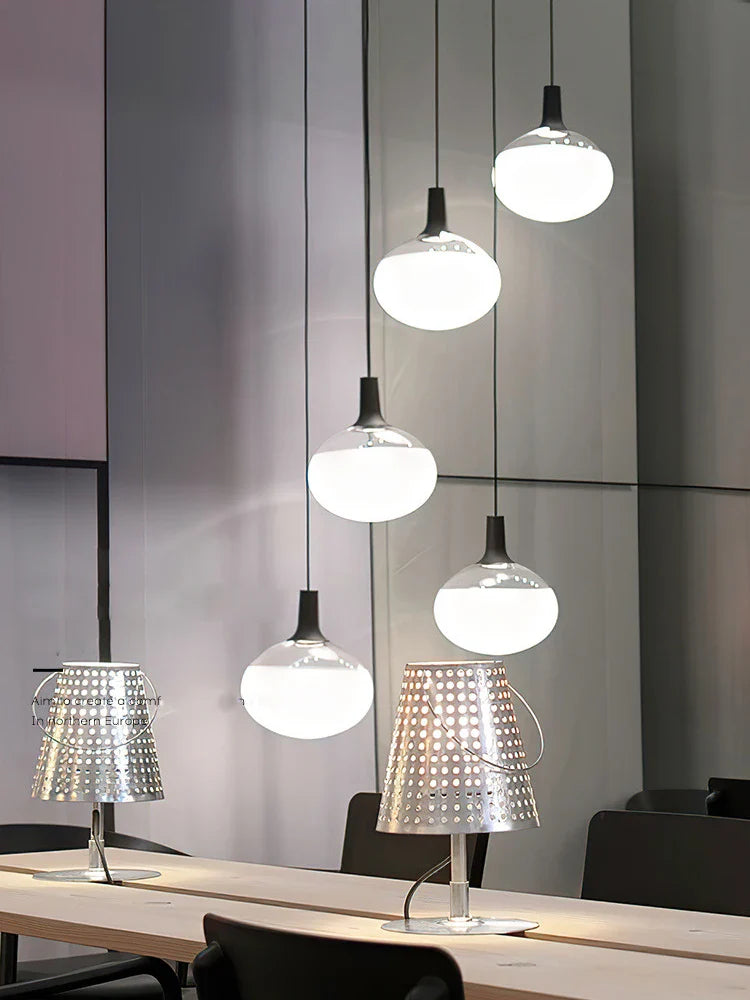 Afralia™ Matt White Glass Globe COB LED Ceiling Chandelier Pendant Light