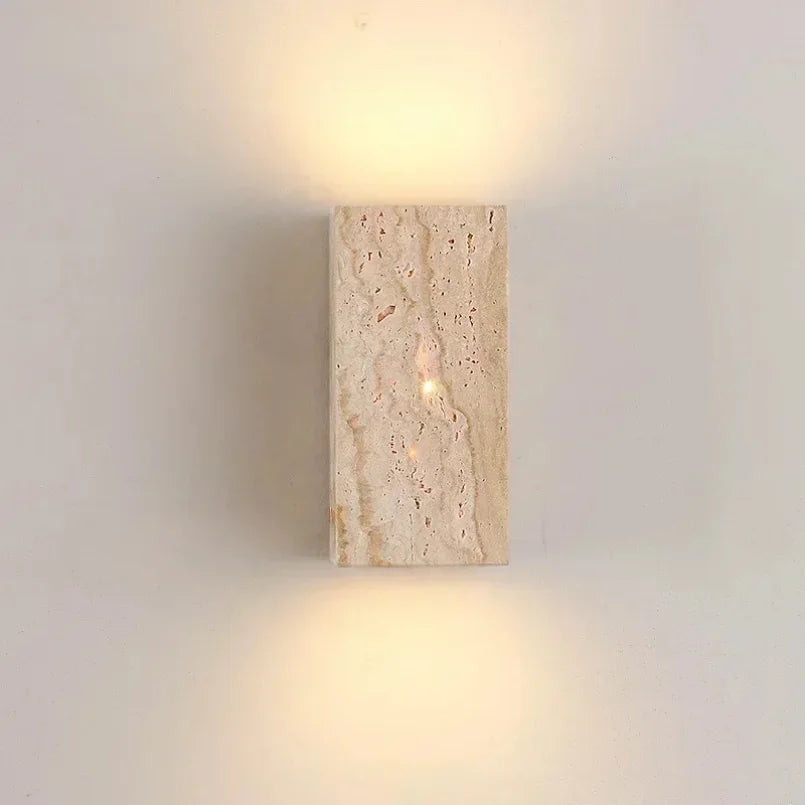Afralia™ Yellow Travertine Stone Wall Sconce for Indoor/Outdoor Decor & Ambiance