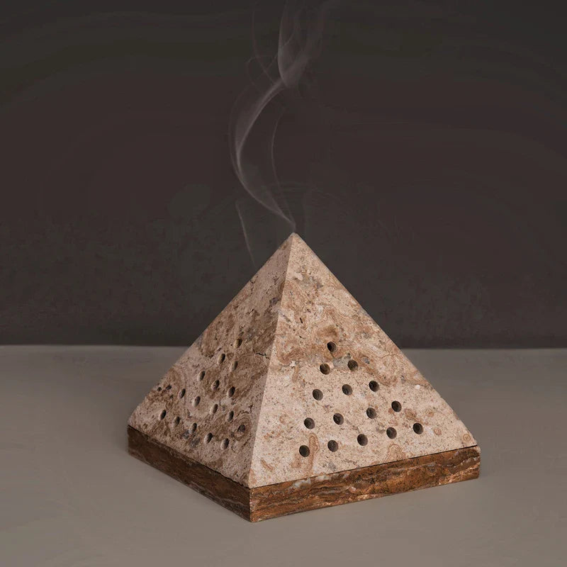 Afralia™ Beige Travertine Marble Mubkhar Bakhoor Incense Holder Oud Burner