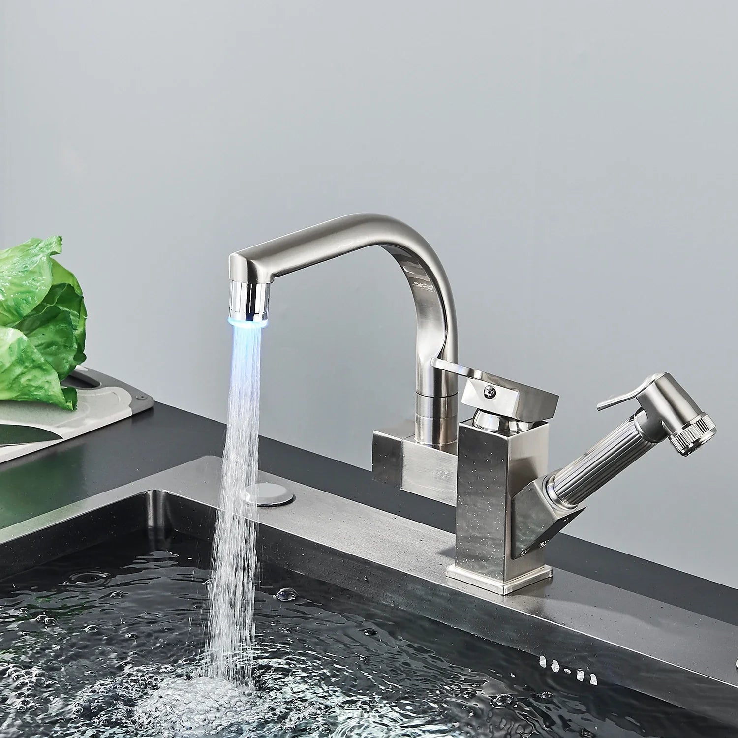 Afralia™ LED Kitchen Faucet Mixer with Swivel Spouts and Pull-Out Spray