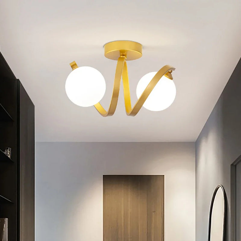 Afralia™ Modern Glass Ceiling Lamp | Nordic Black Gold Double Head Glass Lights