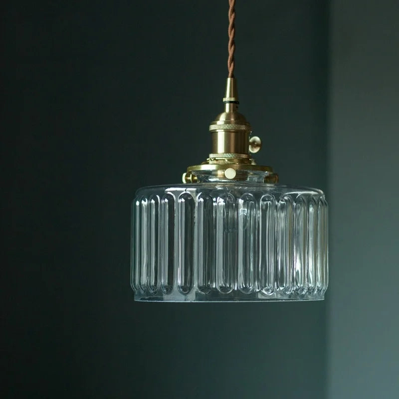 Afralia™ Clear Glass LED Copper Pendant Lighting for Minimalist Decor