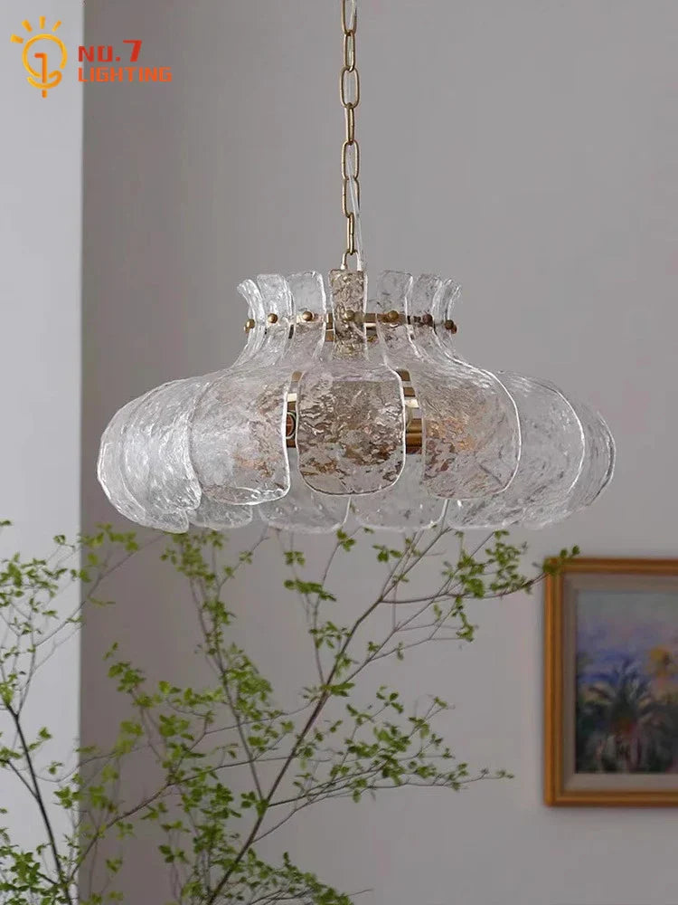 Afralia™ Copper Crystal Glass Pendant Lights LED E27 for Home Decor
