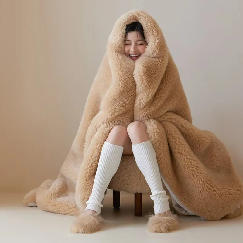 Afralia™ Plush Wool Winter Blanket: Ultra Soft & Warm Double-Layer Sofa Cover & Nap Shawl